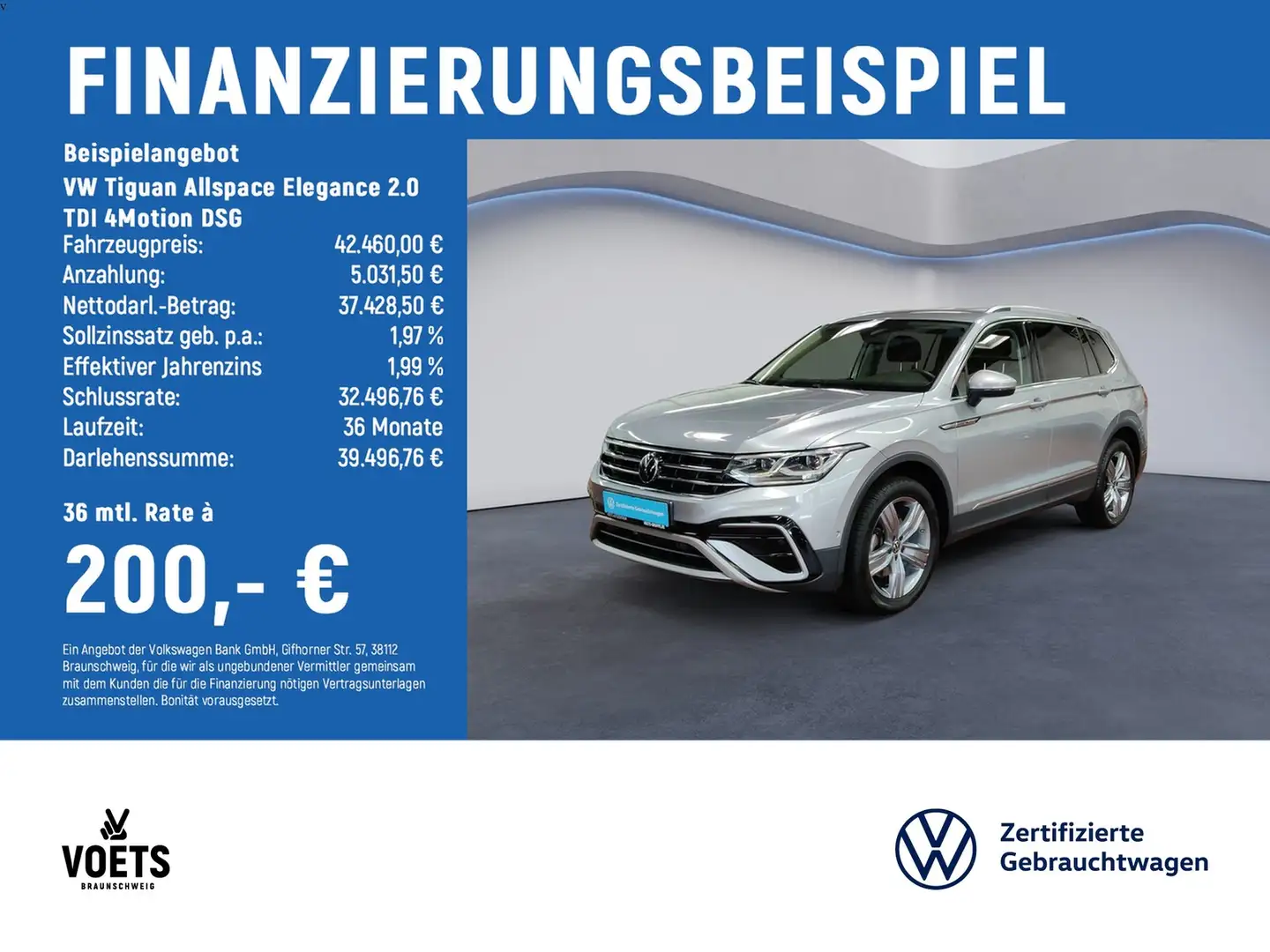 Volkswagen Tiguan Allspace Elegance 2.0 TDI 4Motion DSG MATRIX-LED+ACC+Rea... Silber - 2