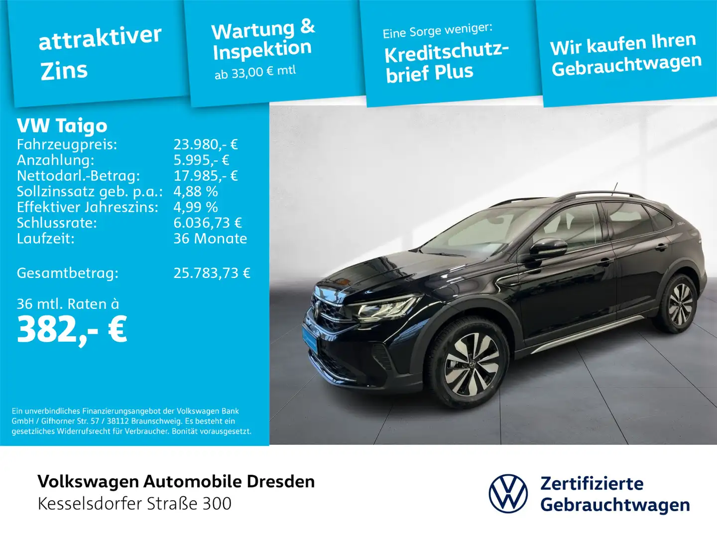 Volkswagen Taigo Goal 1.0 TSI OPF 5-Gang Schwarz - 1