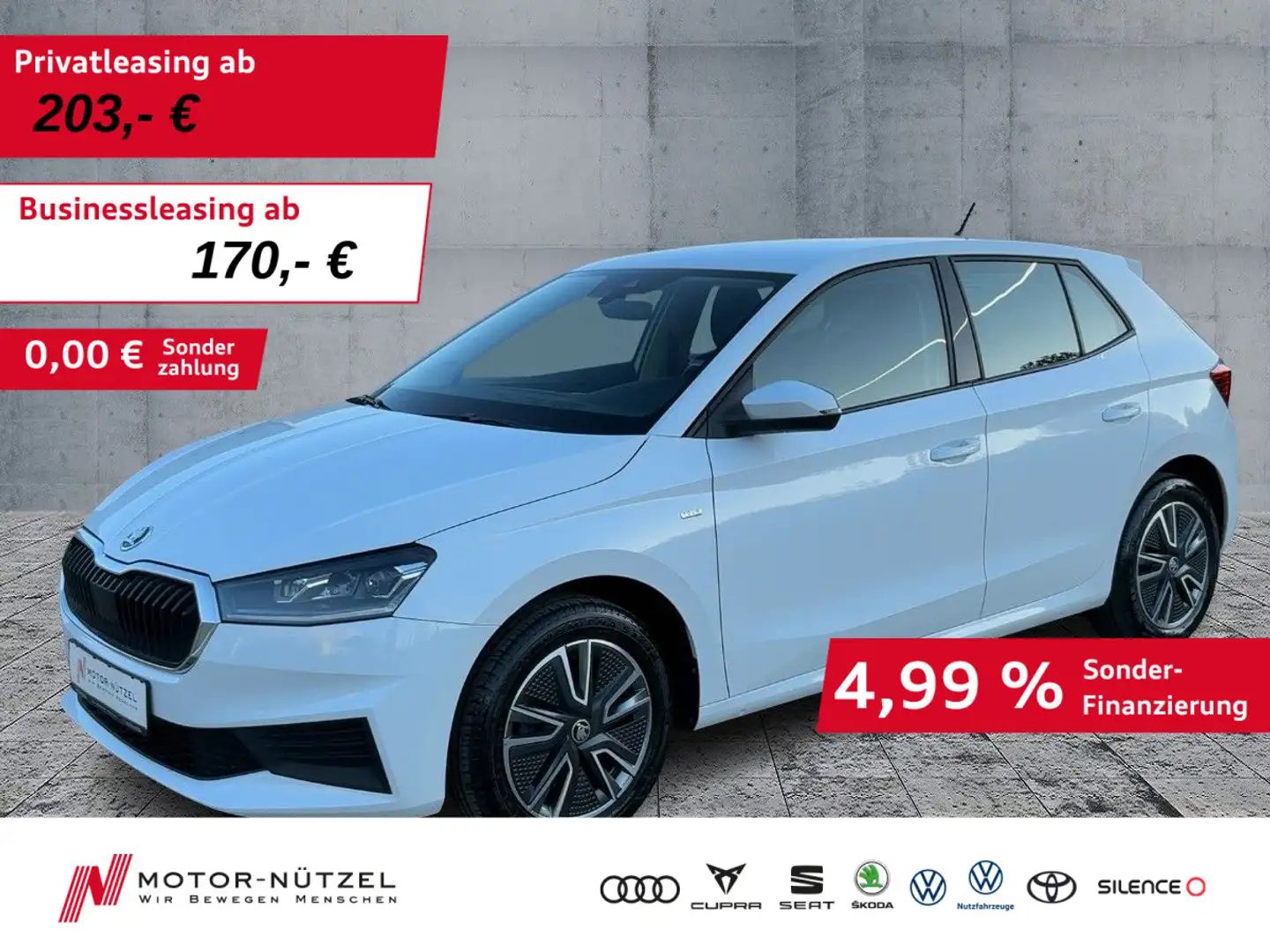 Skoda Fabia 1.0 TSI TOUR LED+NAVI+APP+GRA+SHZ+PDC+MFL Weiß - 1