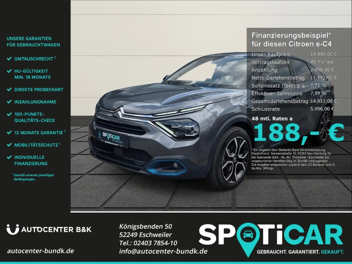 Citroen E-C4 Electric 136 SHINE SHZ Navi 360° Kamera Android Auto Apple Grau - 1