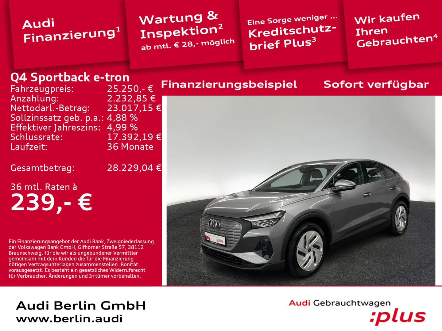 Audi Q4 e-tron Q4 Sportback 35 e-tron VIRTUAL LED NAVI Gris - 1