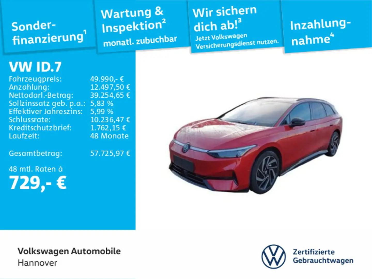 Volkswagen ID.7 Tourer Pro S Navi AHK LED-Matrix Kamera HuD Rot - 1