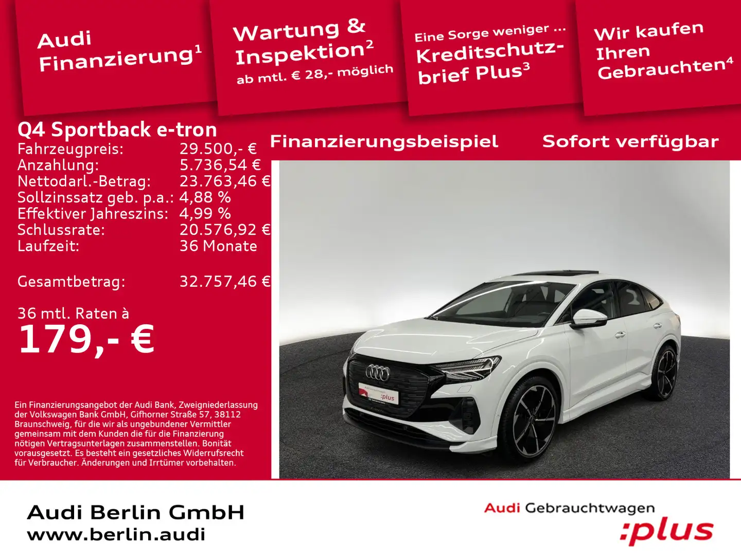 Audi Q4 e-tron Q4 Sportback 35 e-tron RFK NAVI HUD PANO SONOS Alb - 1