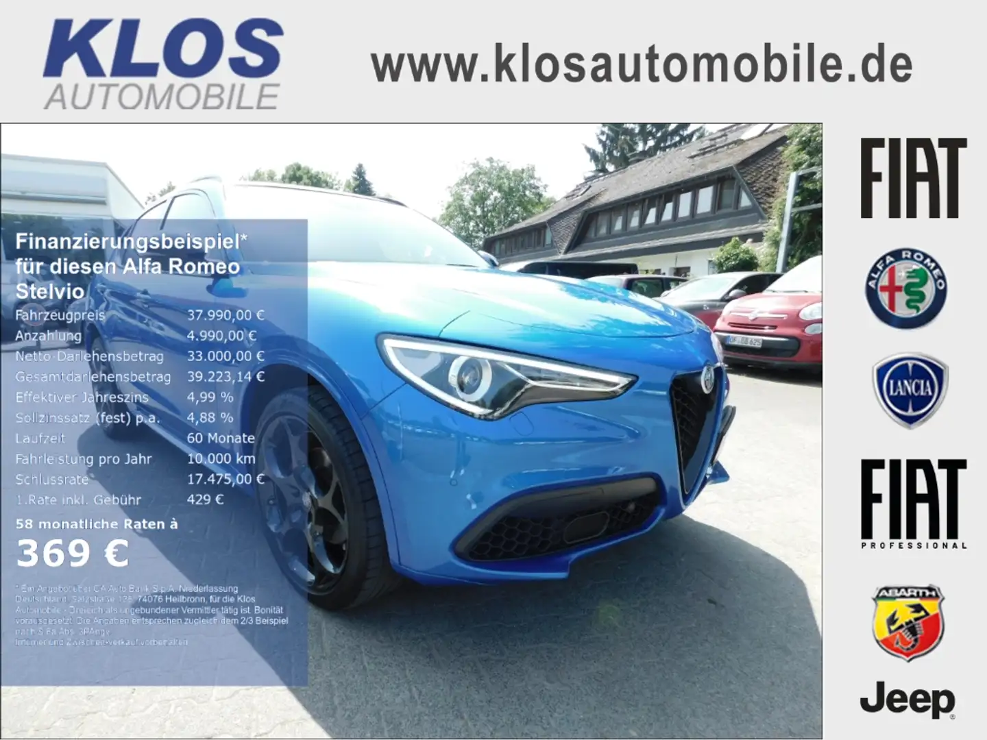 Alfa Romeo Stelvio VELOCE Q4 2.0 TURBO 16V PANO HARMAN STANDHEIZUNG Blau - 1