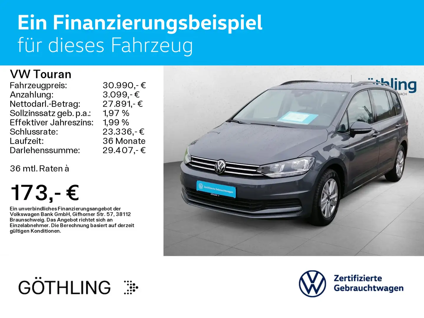 Volkswagen Touran Comfortline 1.5 TSI 6G.*7 Sitze*KAM*ACC* Gris - 2