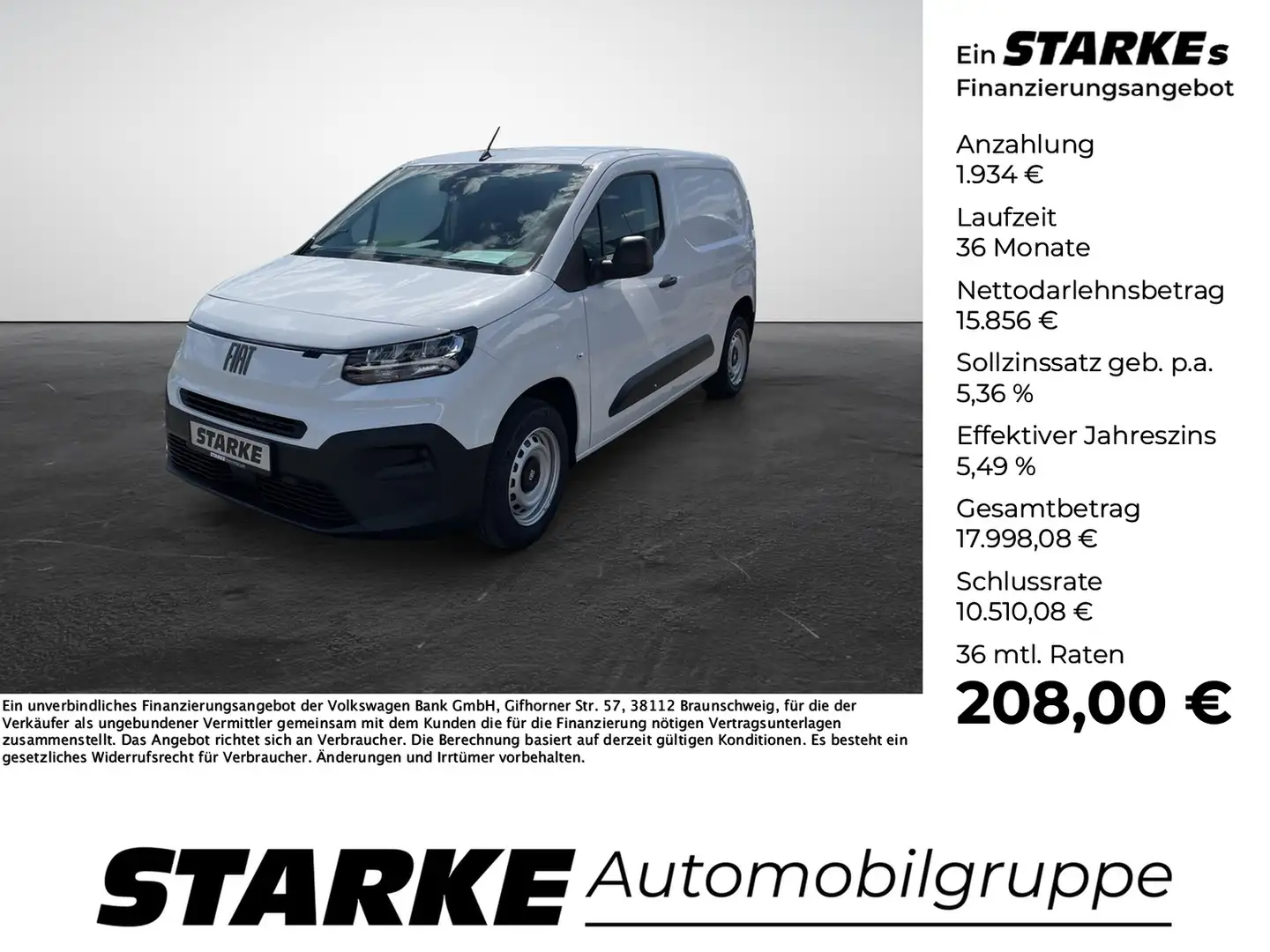 Fiat Doblo 1.2 PureTech L1 Easy Pro KaWa Bianco - 1