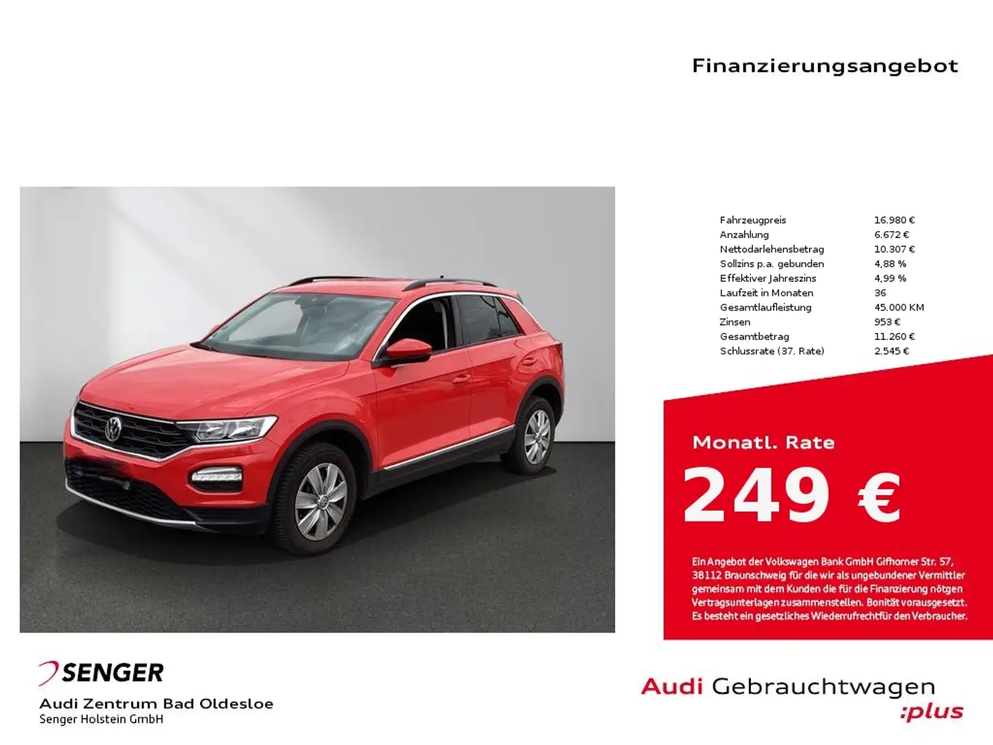 Volkswagen T-Roc Style 1.0 TSI PDC SHZ APP-Connect Rot - 1