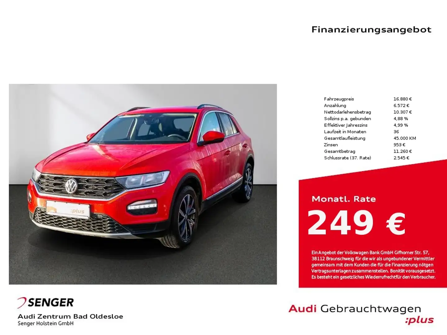 Volkswagen T-Roc Style 1.0 TSI PDC SHZ APP-Connect Rouge - 1