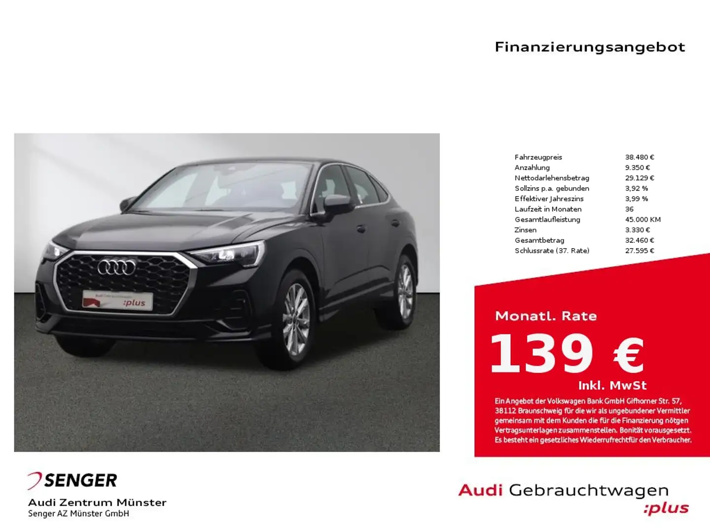 Audi Q3 Sportback 35 TDI S tronic MMI LED Kamera Schwarz - 1