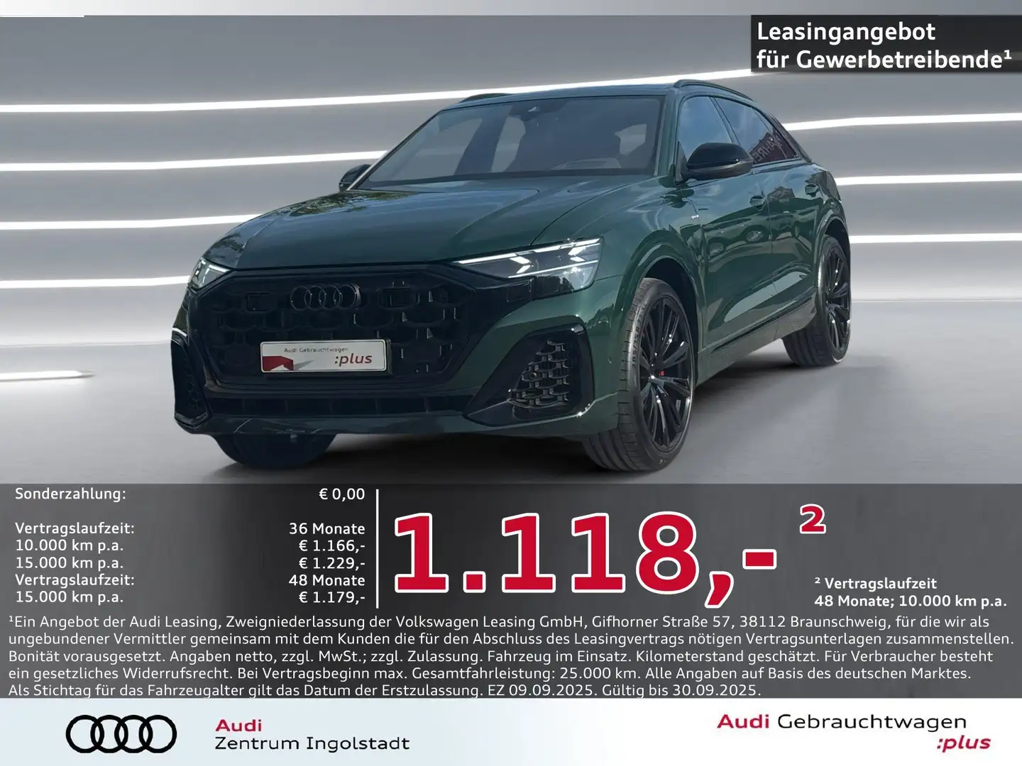 Audi Q8 60 TFSI e qu S line exclusive Pano NP:158T Grün - 1