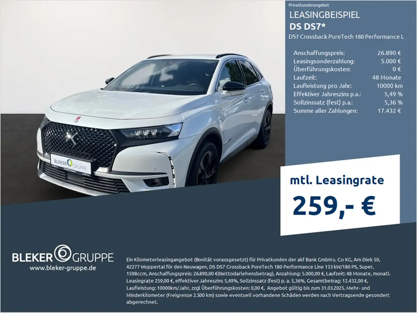 DS Automobiles DS 7 Crossback PureTech 180 Performance Line Biały - 1