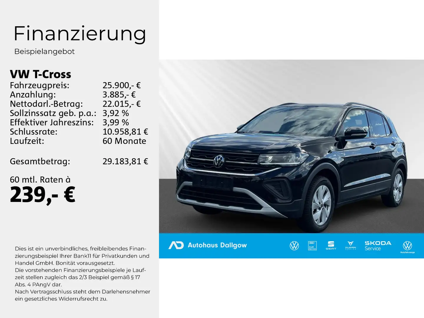 Volkswagen T-Cross Goal 1.5l TSi150PS*DSG+PDC+RFK+Nav+WiRä. Schwarz - 2
