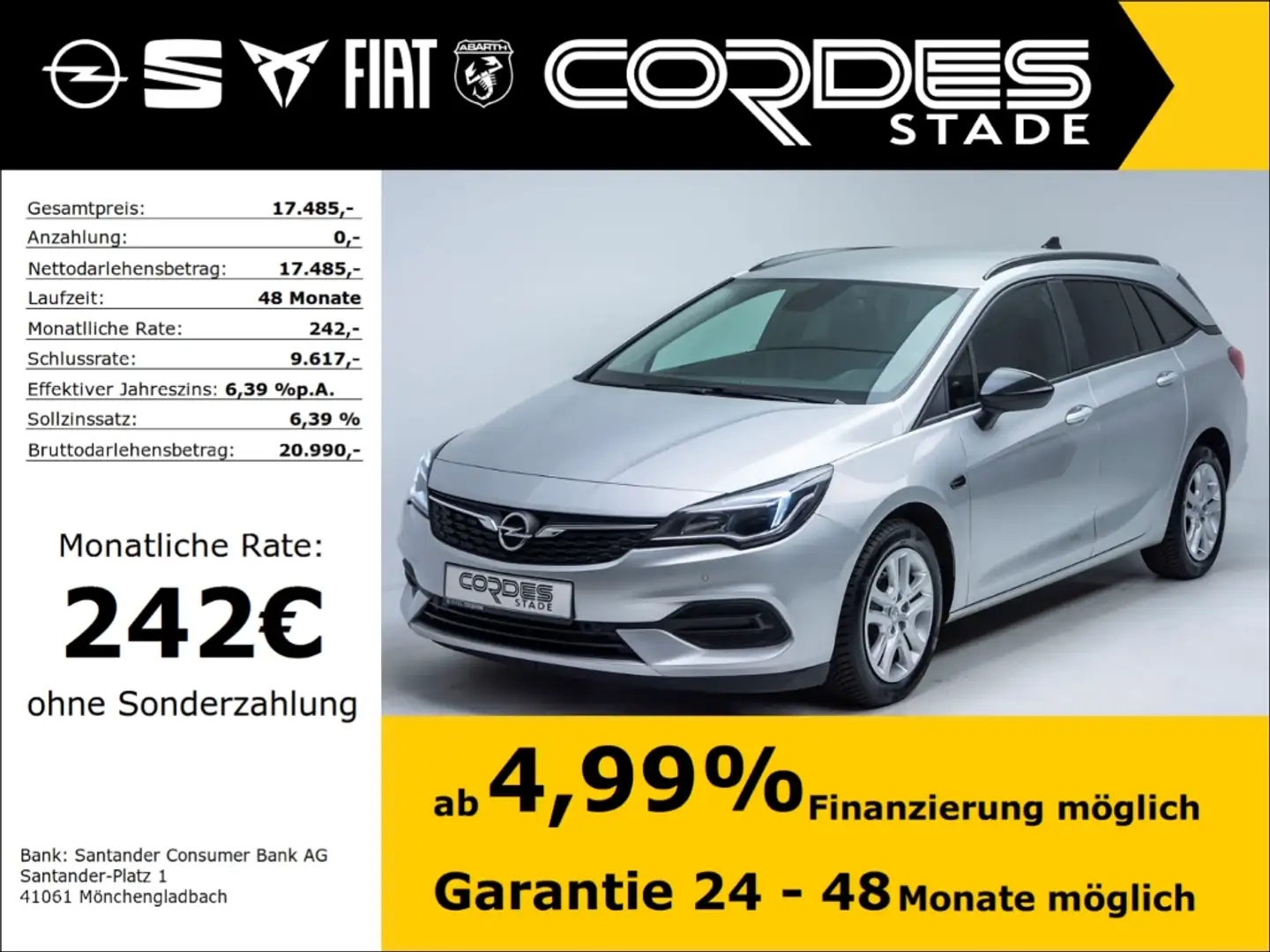 Opel Astra K ST Edition 1.4 Turbo Injection Allwetter PDC (65 Argento - 1