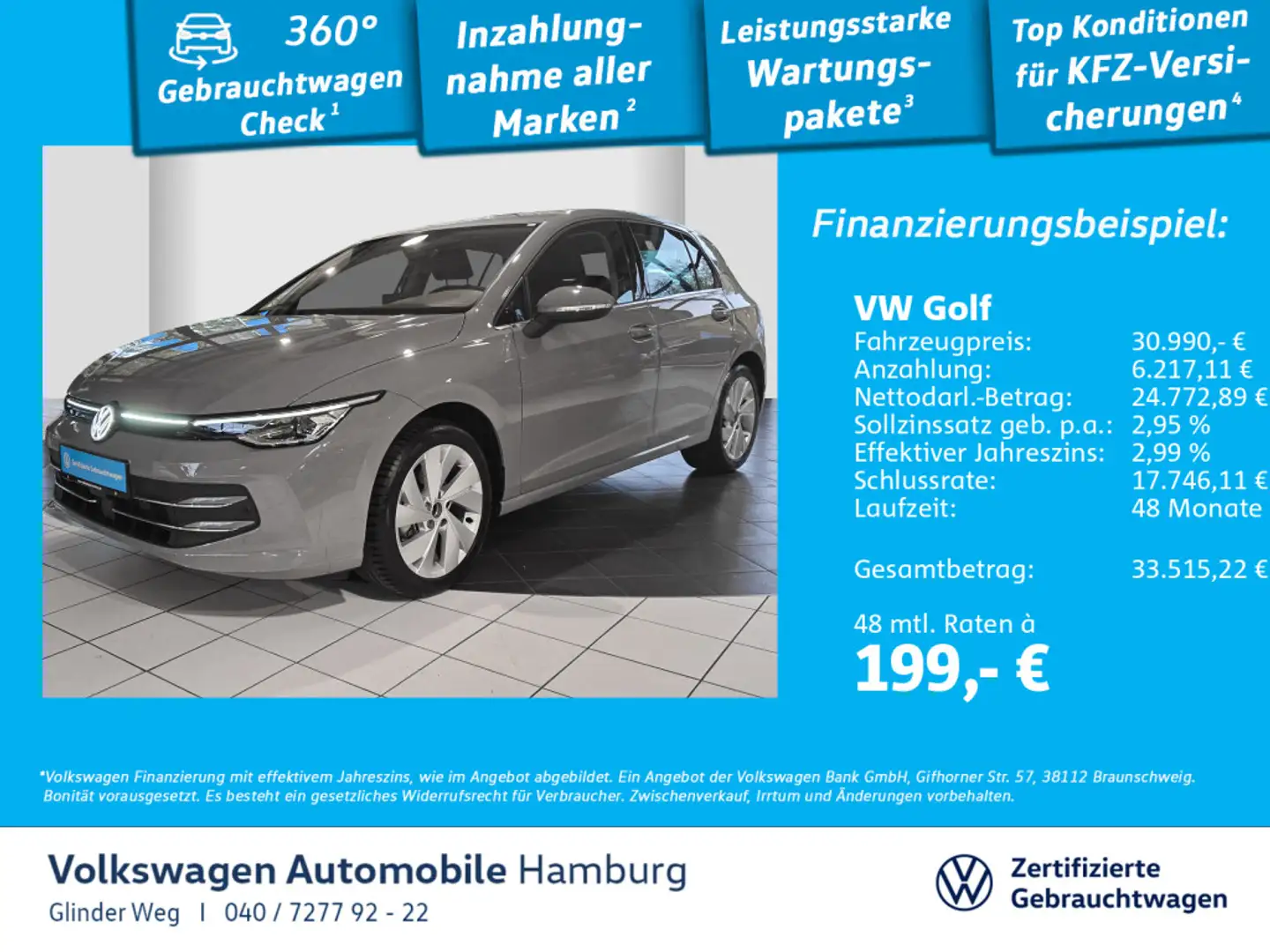 Volkswagen Golf VIII 1.5 eTSI DSG LED-Scheinwefer AHK AppC Grau - 1