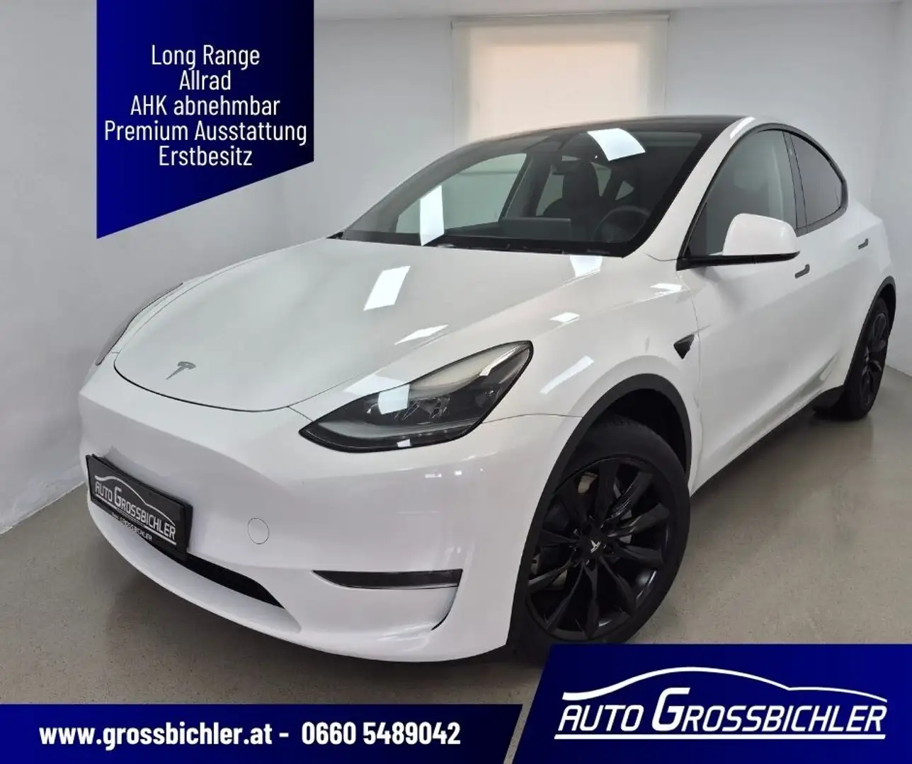 Tesla Model Y Long Range AWD 79kWh, AHK, Allrad, Erstbesitz Weiß - 1