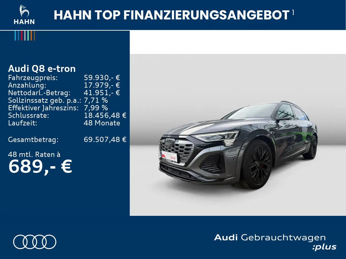 Audi Q8 e-tron 55 quattro S-trc S-Line 360° Matrix Vi Grau - 2