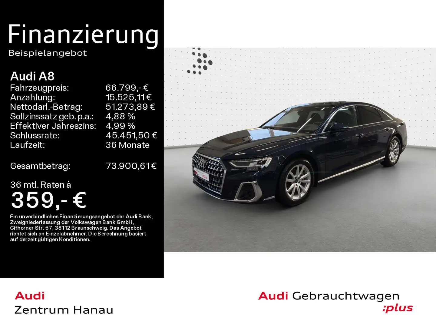 Audi A8 50 TDI quattro*NAVI-PLUS*MATRIX*HUD*PANO*STHZ Blau - 1