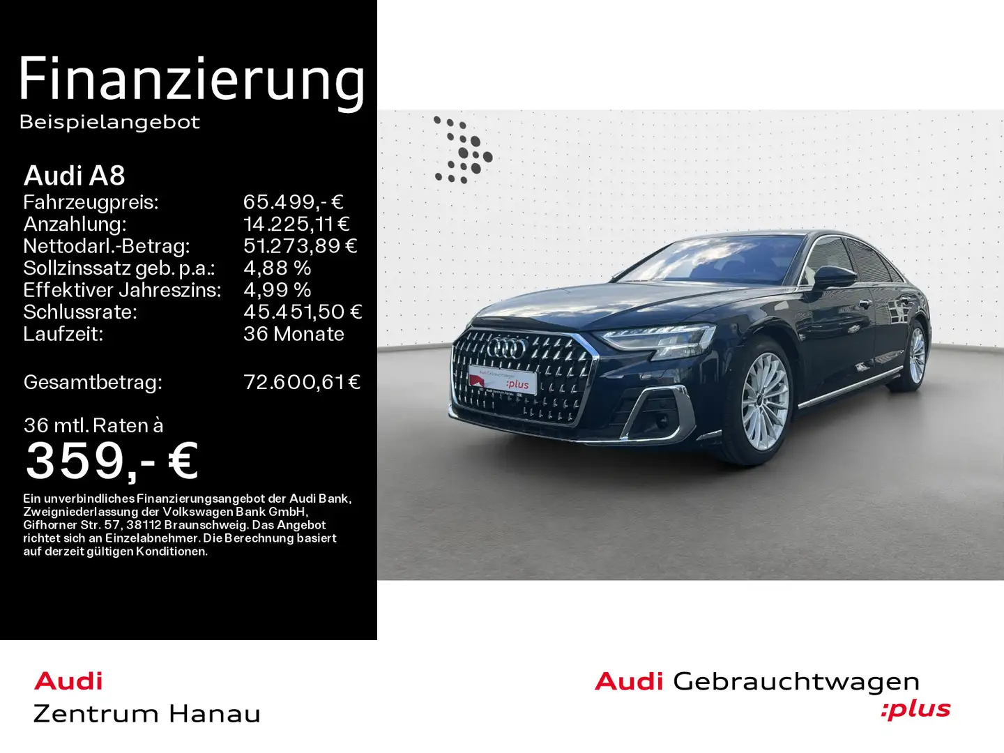Audi A8 50 TDI quattro*NAVI-PLUS*MATRIX*HUD*PANO*STHZ Blau - 1