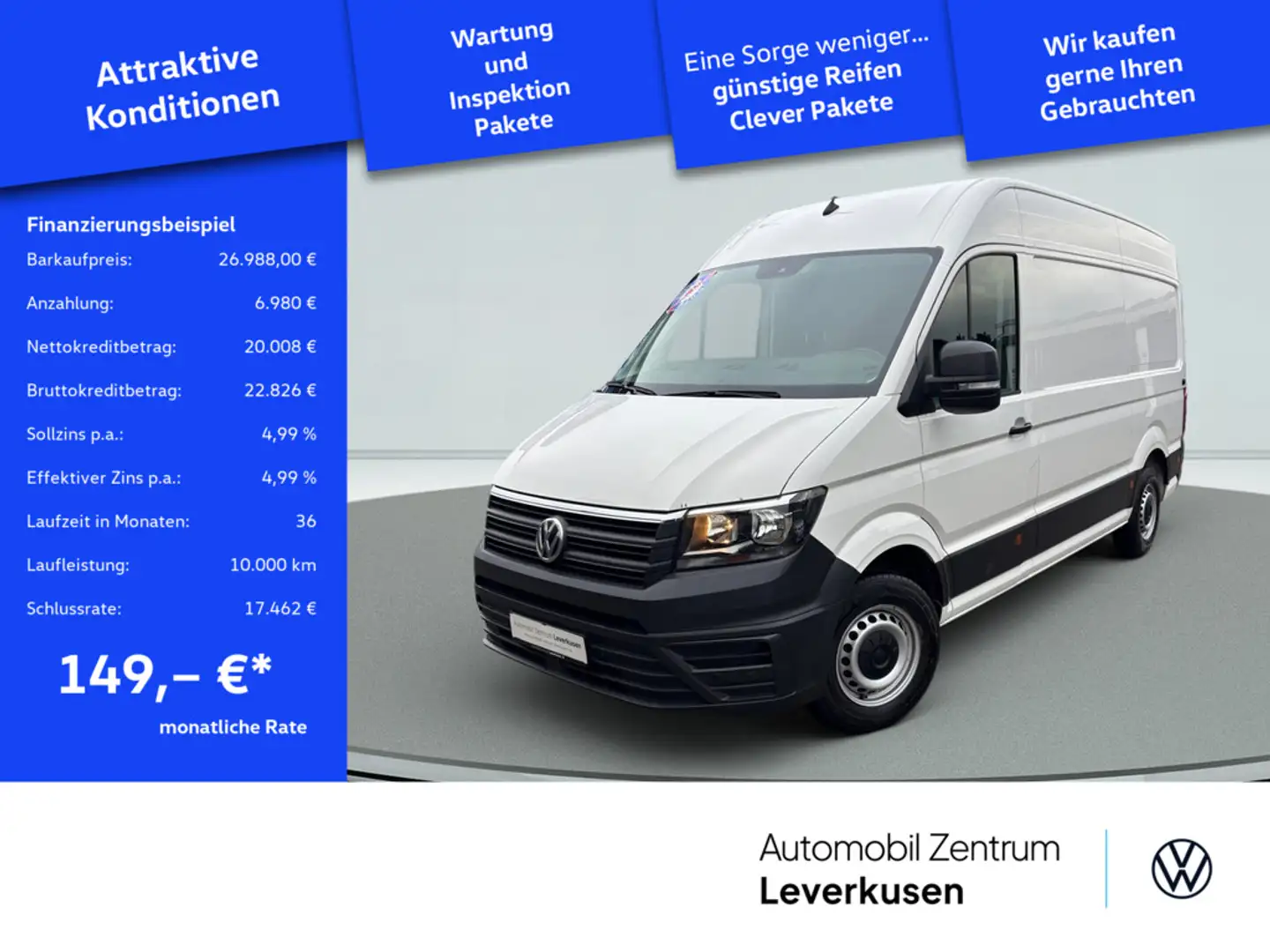 Volkswagen Crafter Kasten MR L2H2 NAVI ACC KAM SHZ CARPL Weiß - 1