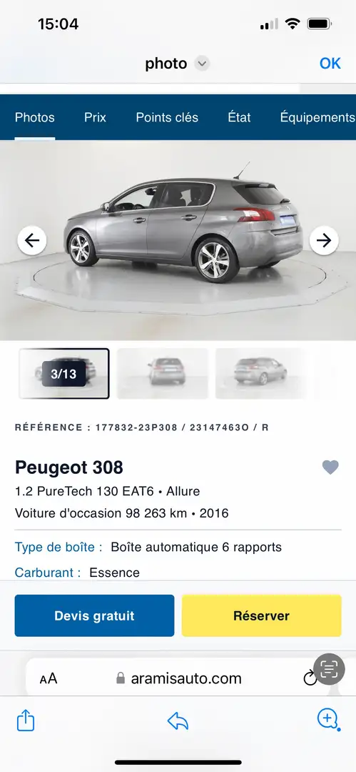 Peugeot 308 1.2 PureTech 130ch S Argent - 1