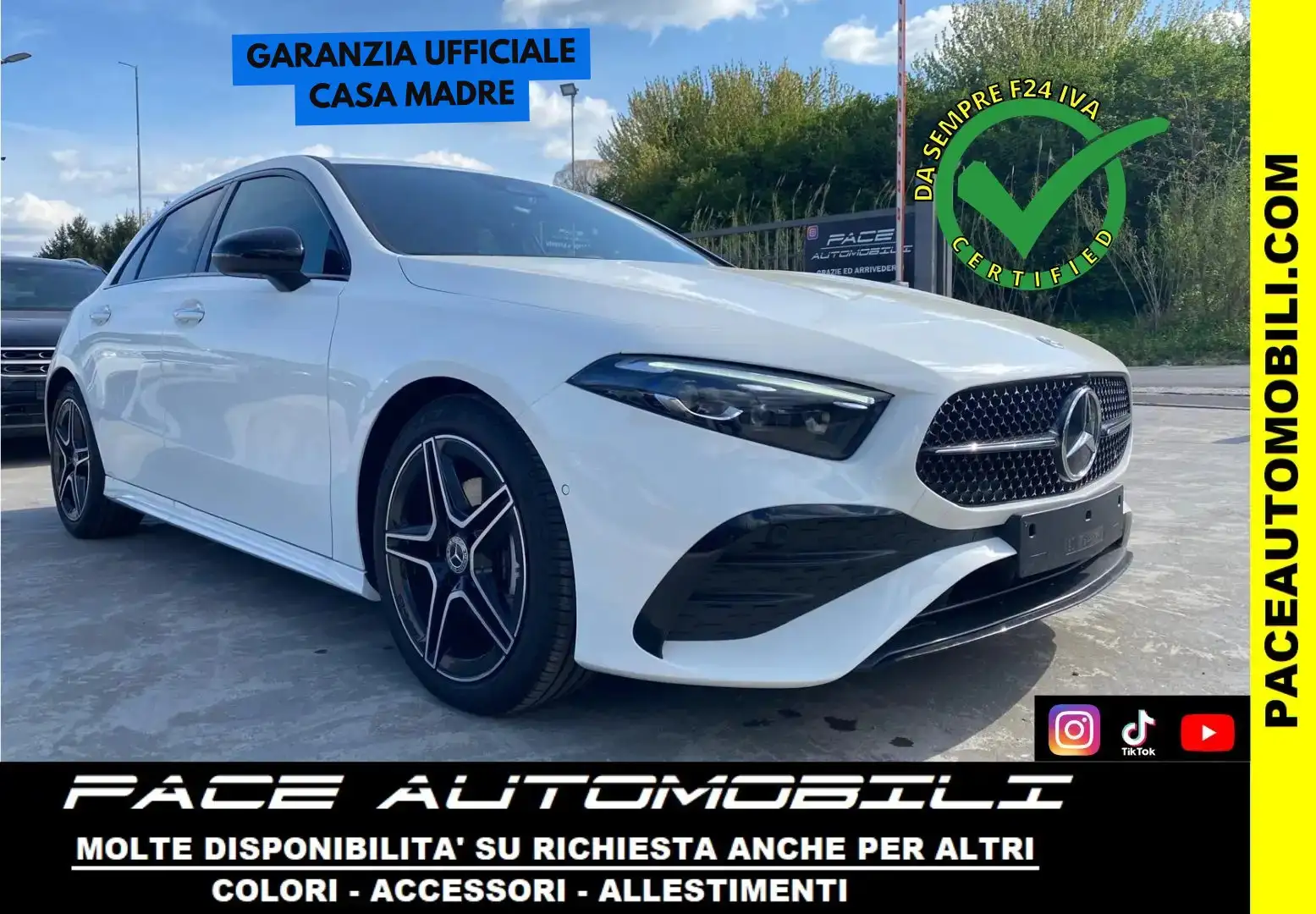 Mercedes-Benz A 200 NIGHT AMG PREMIUM NAVI 18" KAMERA 64 COLORI Bianco - 1