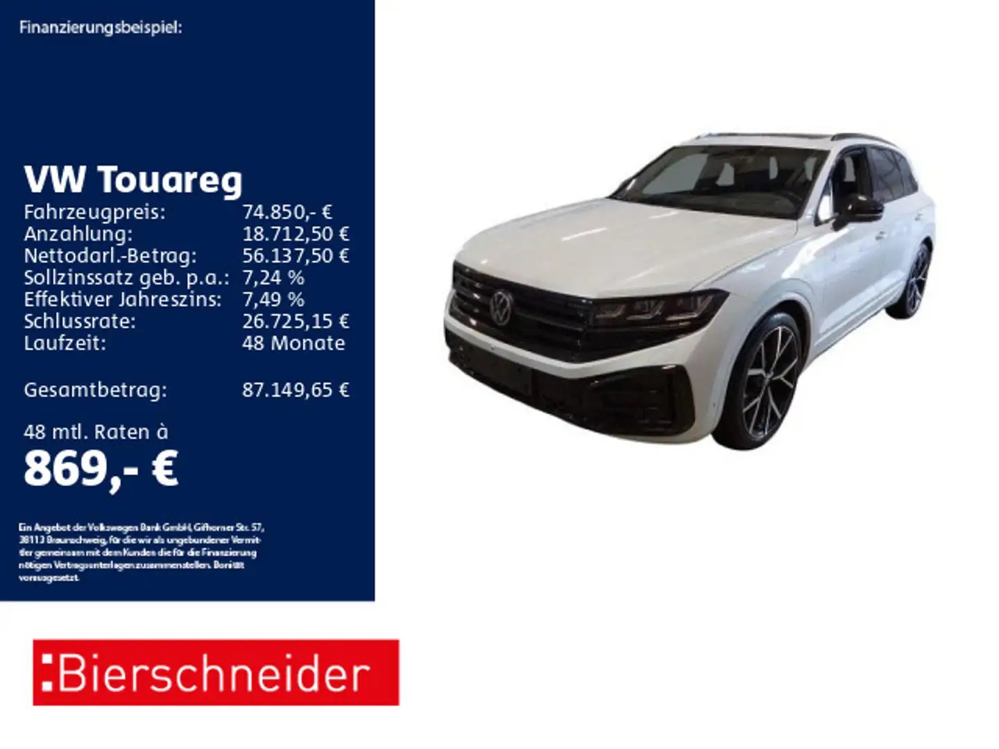 Volkswagen Touareg 3.0 TDI R-Line Black NP: 127060,- VOLL Weiß - 1