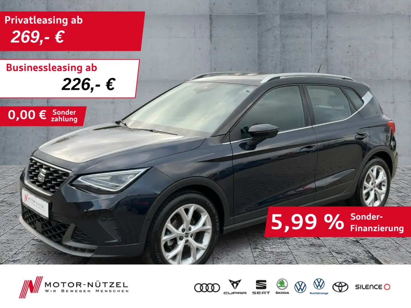 SEAT Arona 1.5 DSG FR LED+NAV+AHK+APP+SHZ+RFK+2xPDC Blau - 1
