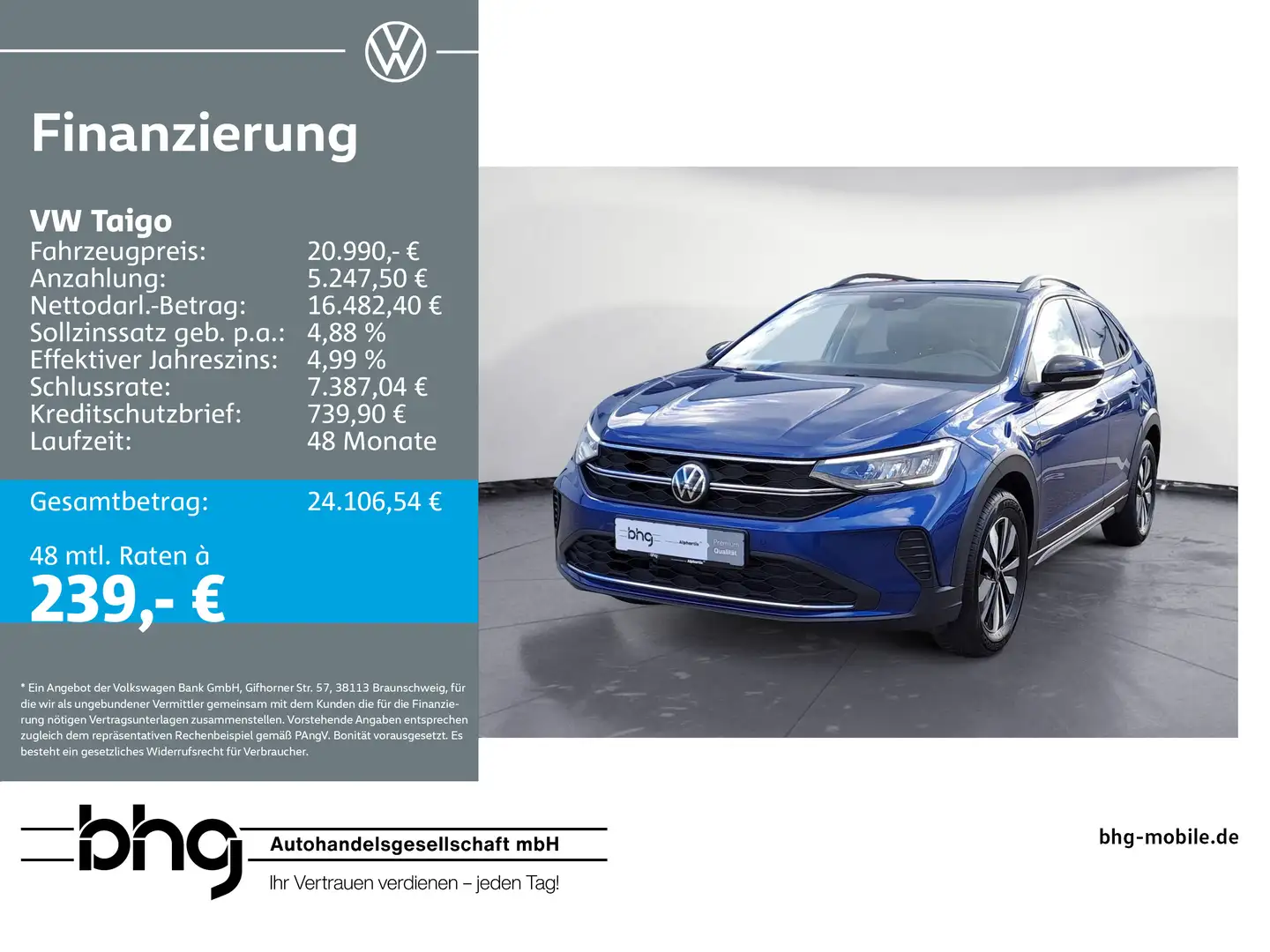Volkswagen Taigo 1.0 TSI OPF Goal AppConnect, LED, Ganzjahr Bleu - 1