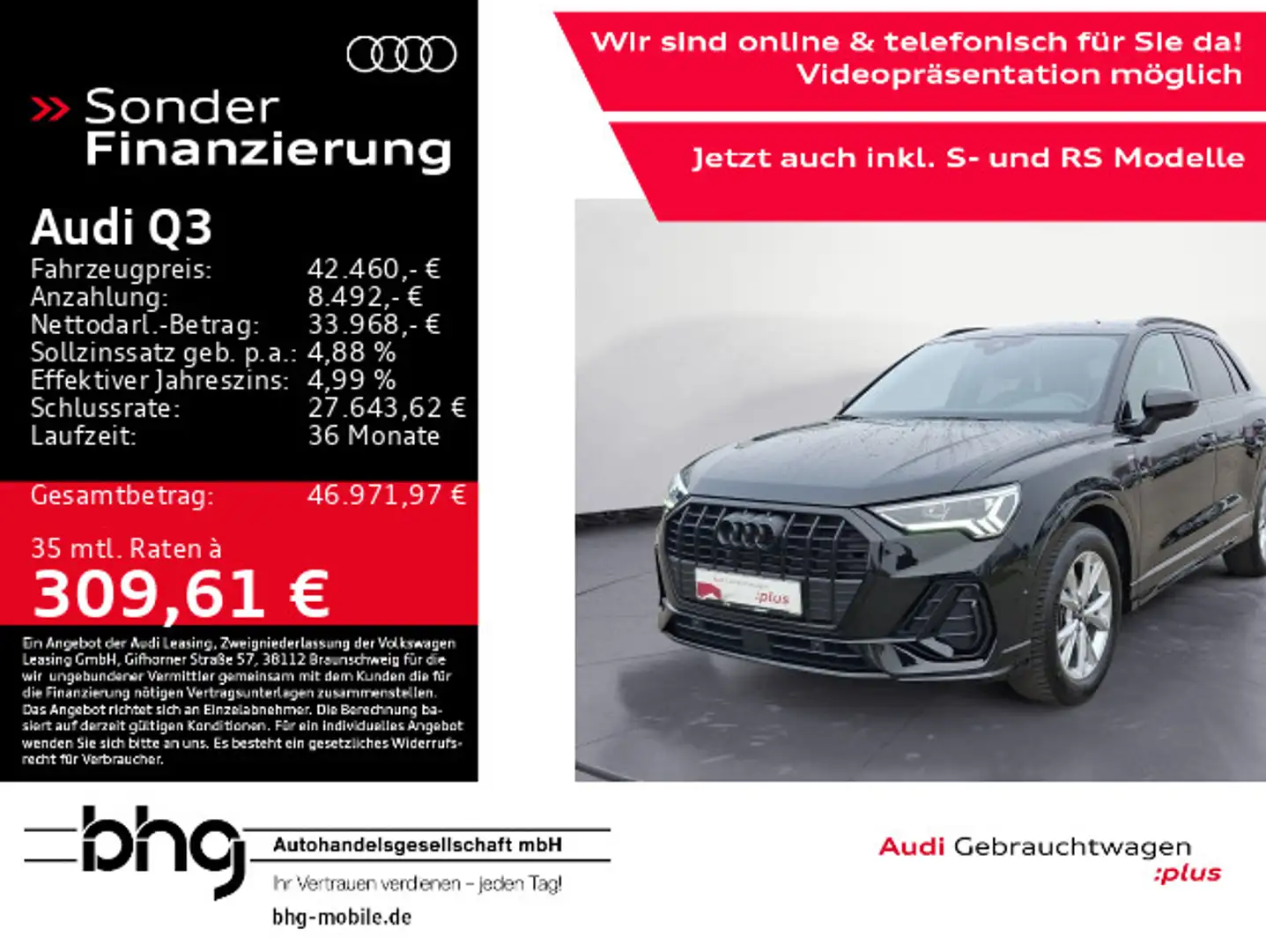 Audi Q3 35 TDI S-tronic S-Line AHK Virtual LED Navi Schwarz - 1