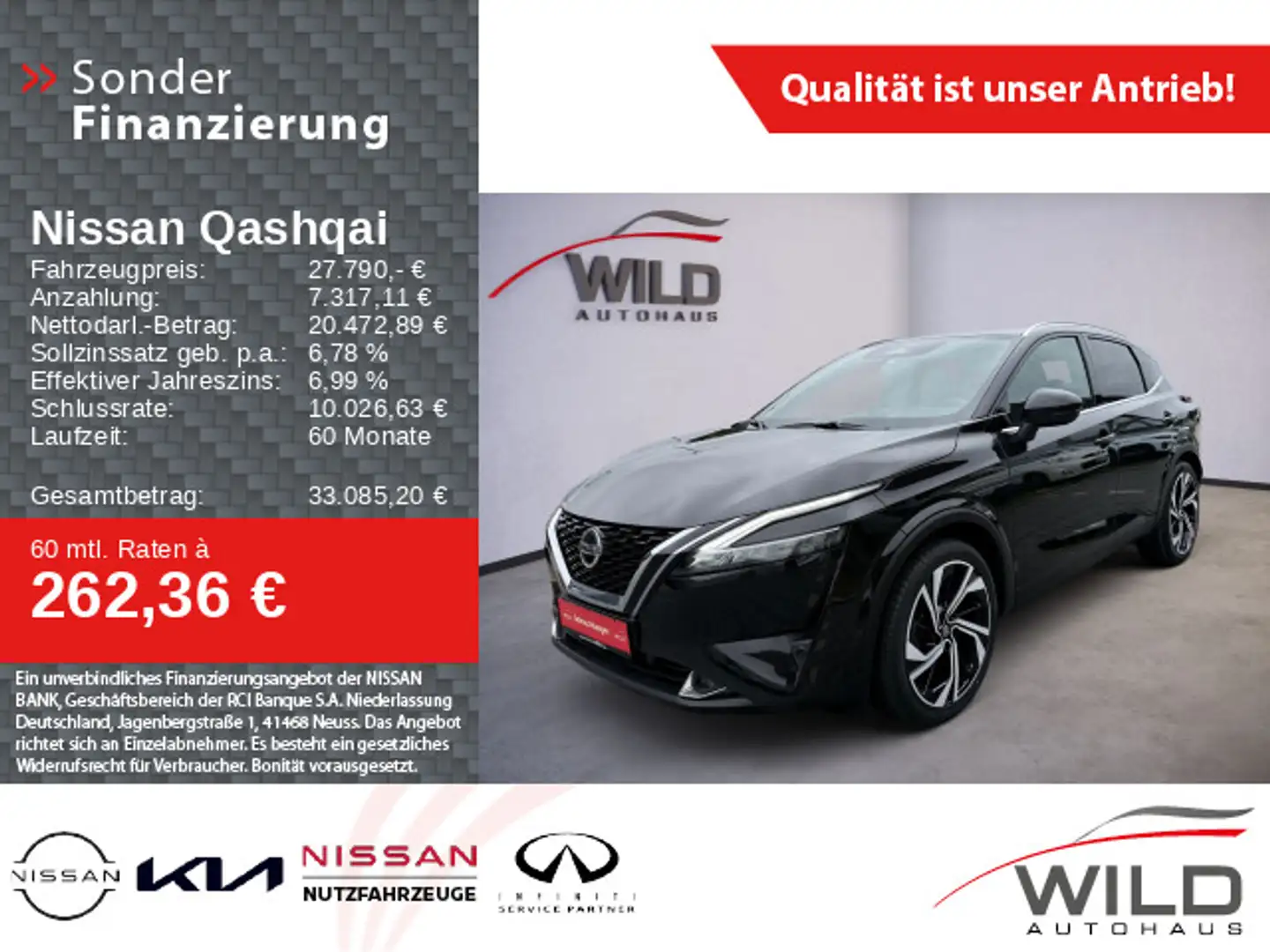Nissan Qashqai 1.3 DIG-T Tekna+ 4x4, AHK, Pano-Dach, BO Noir - 1
