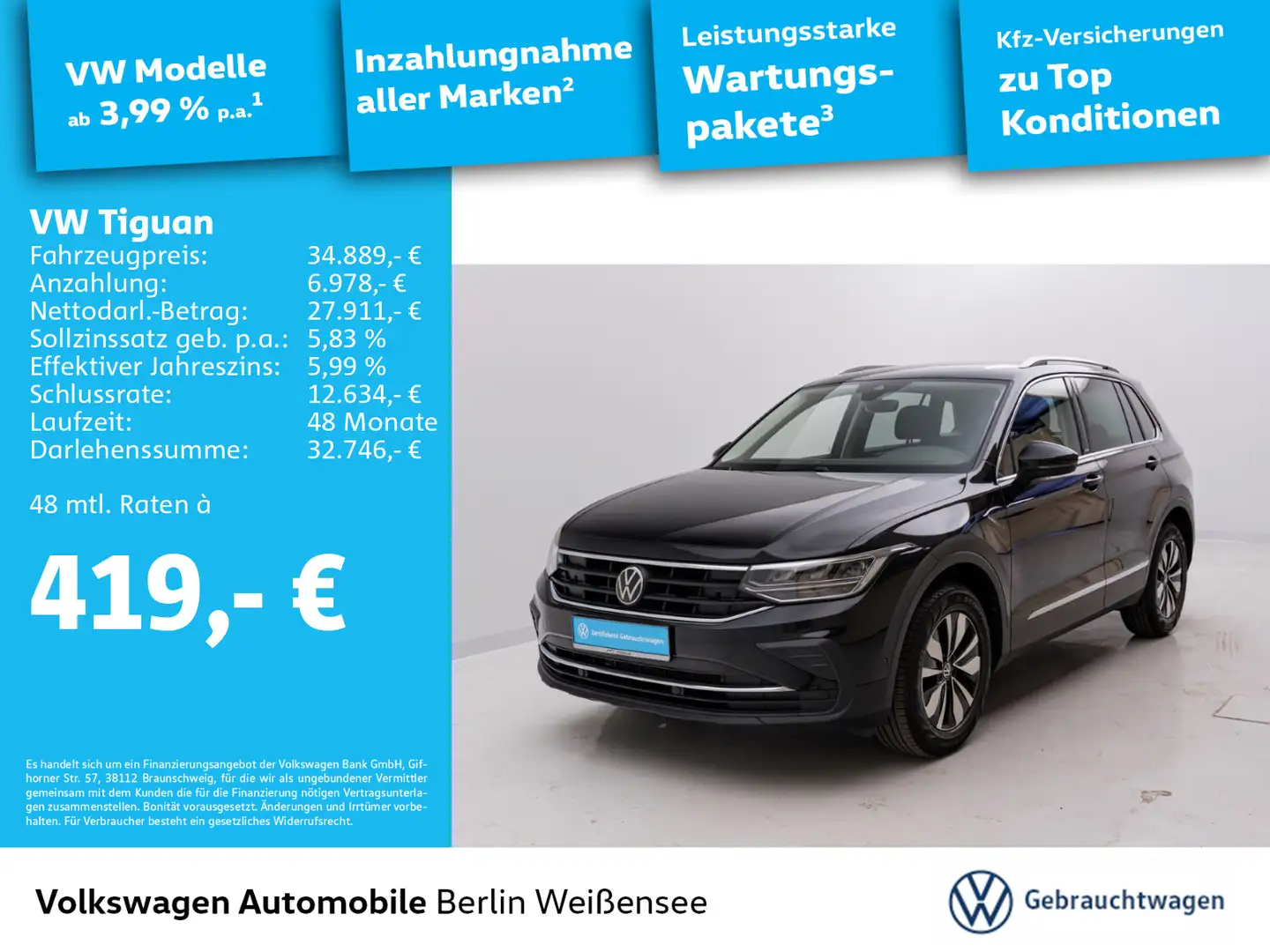 Volkswagen Tiguan Move 2.0 TDI*DSG*ACC*CARPLAY*LED*RFK*NAV* Schwarz - 1