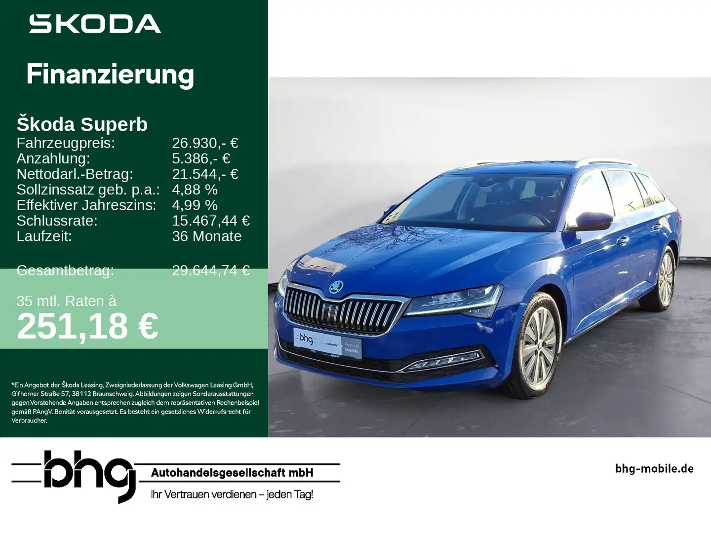 Skoda Superb Combi 2.0 TDI DSG Style Blau - 1