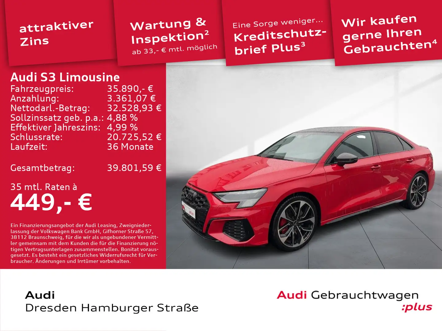 Audi S3 2.0TFSI qua. edition one Matrix B&O Rot - 1