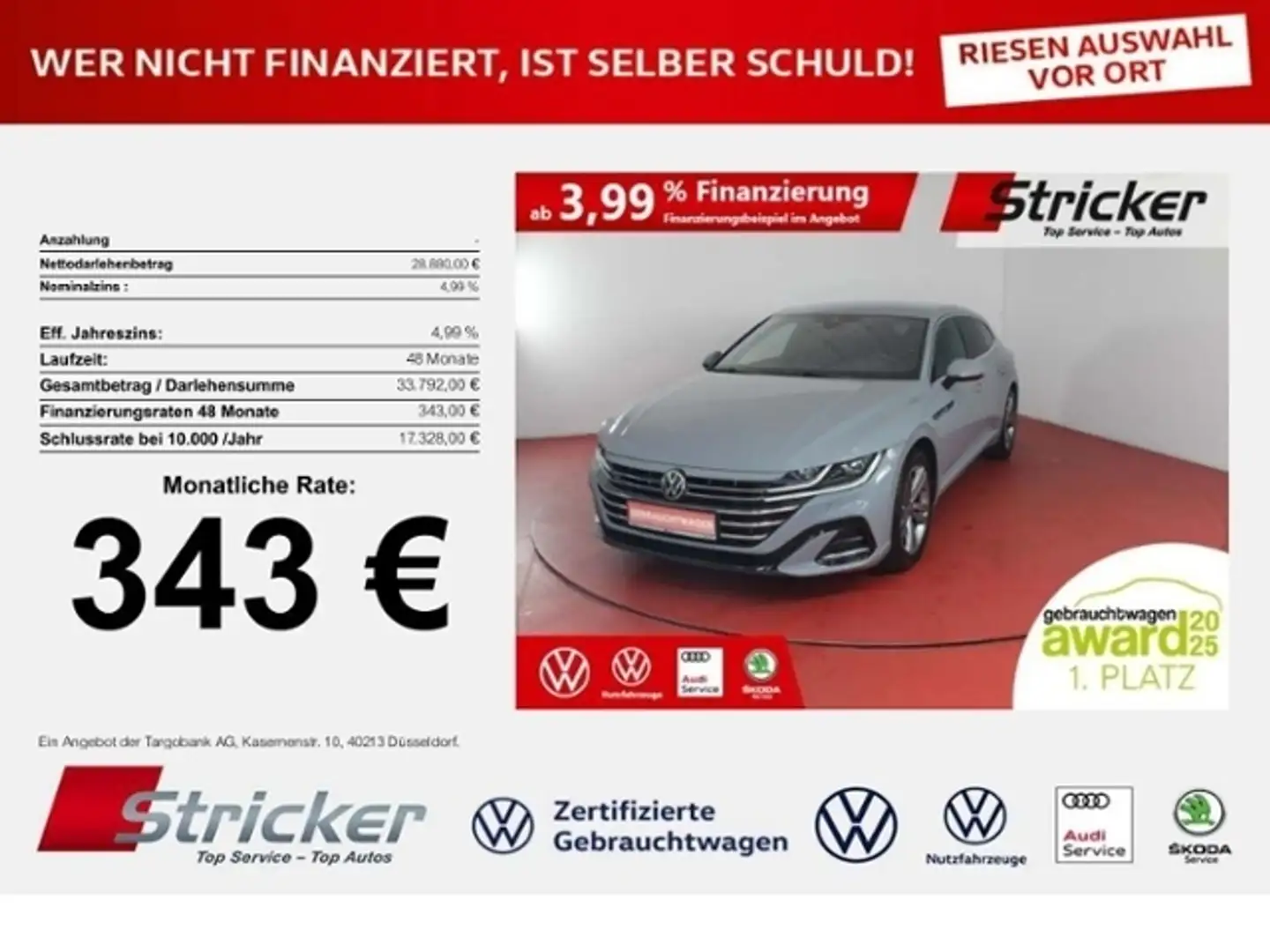 Volkswagen Arteon Shooting Brake R-Line 2.0TSI DSG 343,-ohne Anzahl Gris - 1