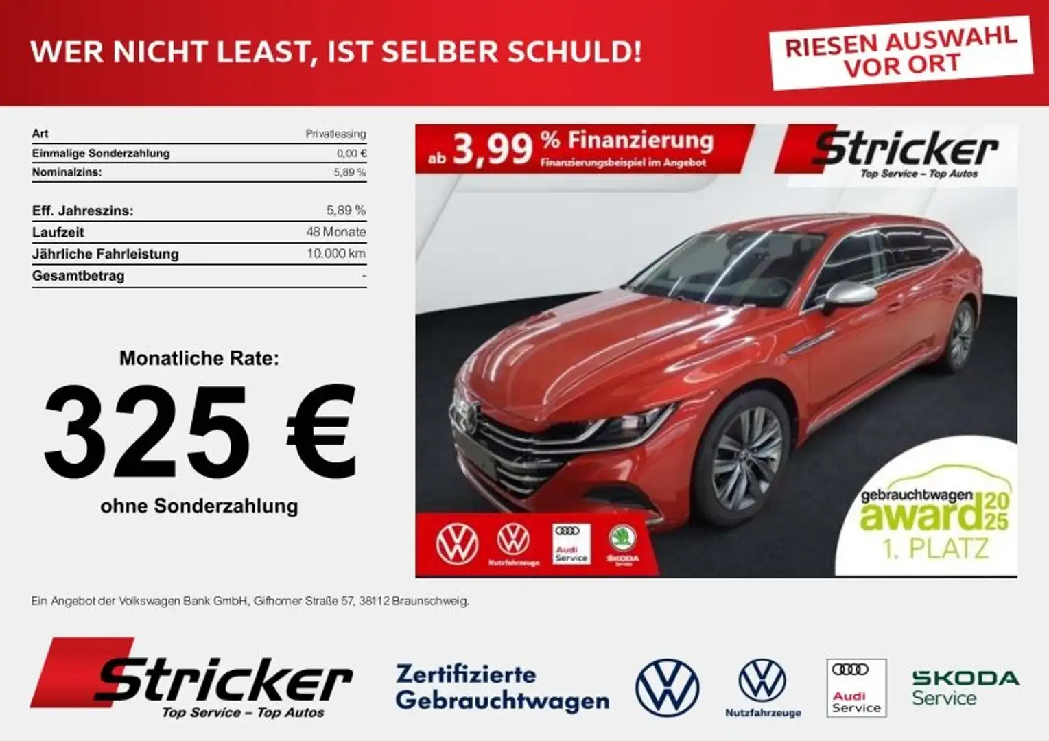 Volkswagen Arteon Shooting Brake Elegance 2.0TDI DSG 315,-ohne Anza Rot - 2