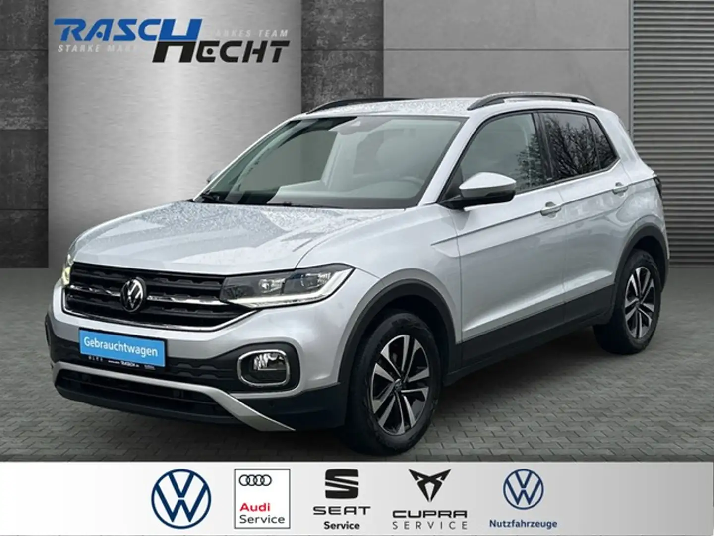 Volkswagen T-Cross United 1.5 TSI DSG*AHK*LED*NAVI*SHZ* Silber - 1
