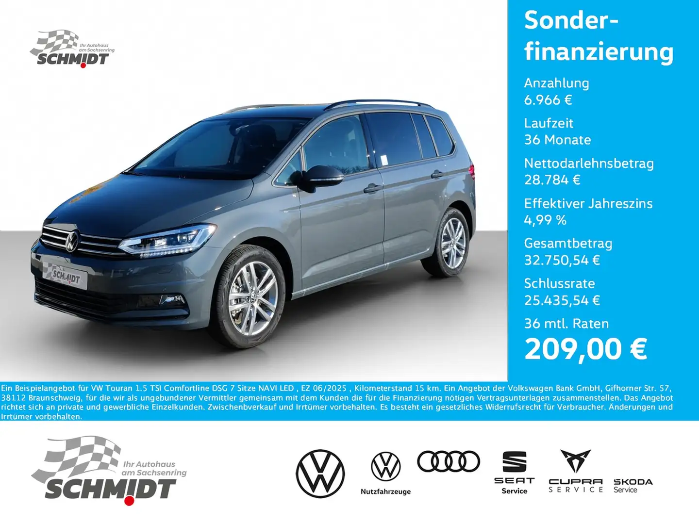 Volkswagen Touran 1.5 TSI Comfortline DSG 7 Sitze NAVI LED Gris - 1