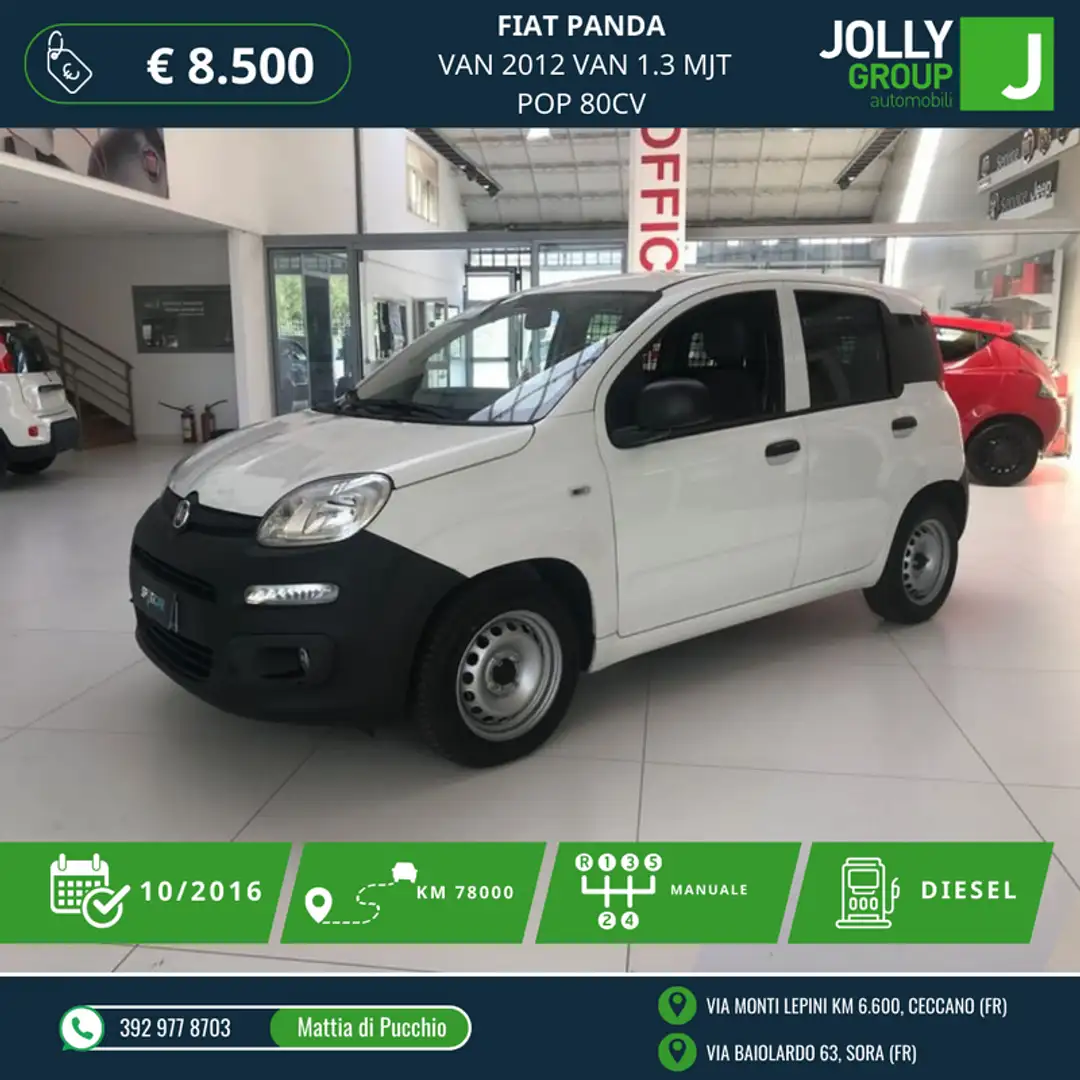 Fiat Panda III Van 2012 van 1.3 mjt Pop S&S 80cv 2p.ti E6 Bianco - 1