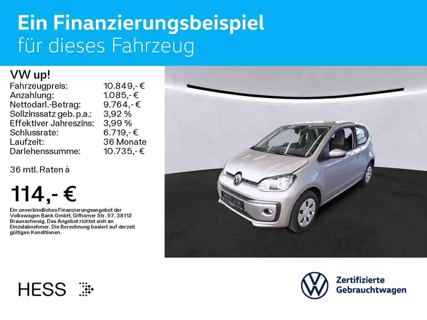 Volkswagen up! 1.0 move up!*NAVI*SHZ*KLIMA Silber - 2