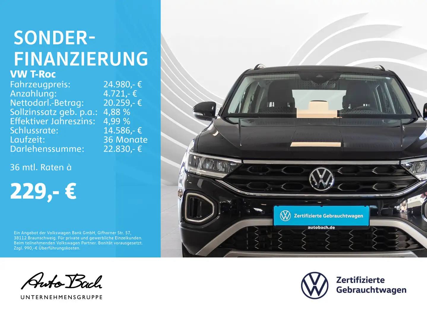 Volkswagen T-Roc 1.5 TSI "Life" DSG Navi LED ACC EPH DAB AHK Noir - 2