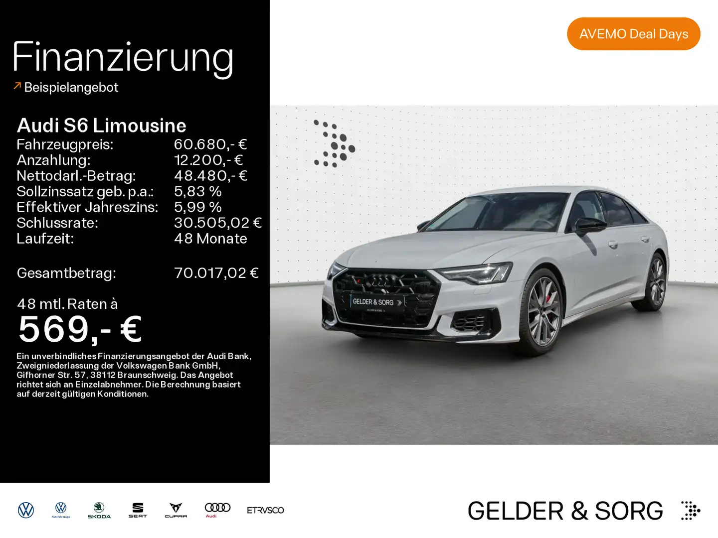 Audi S6 qu. AHK*RFK*LED*Navi*Virtual*B&O Weiß - 1