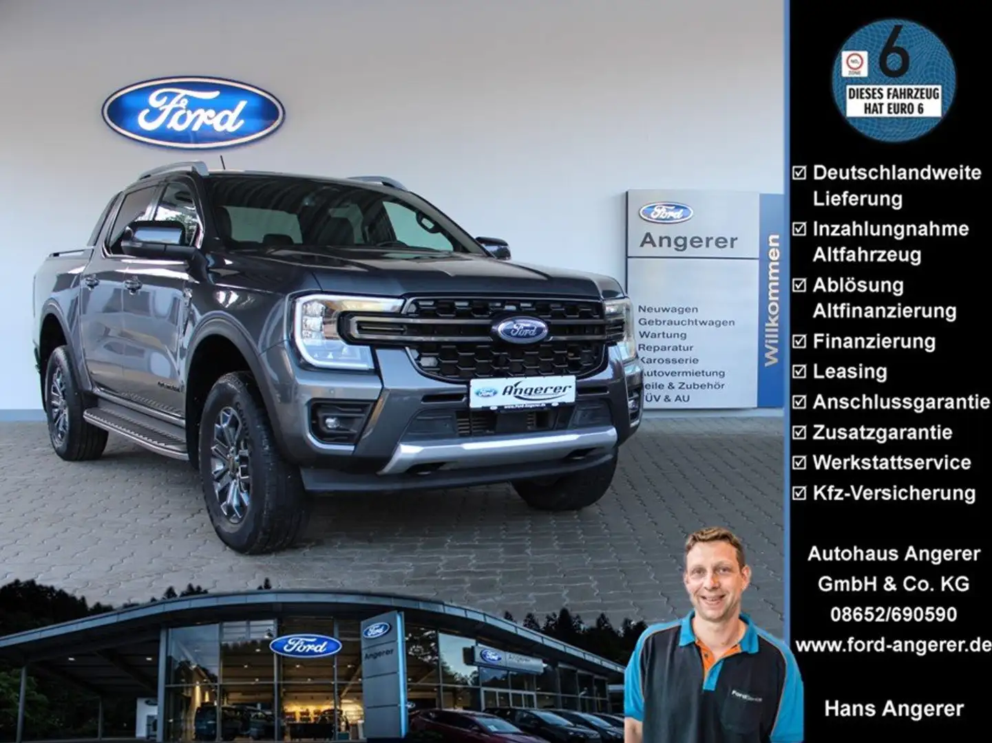 Ford Ranger Wildtrak e4WD LED,Navi,Touch,ACC,PDC,RFK,AHK,8fach Grigio - 1