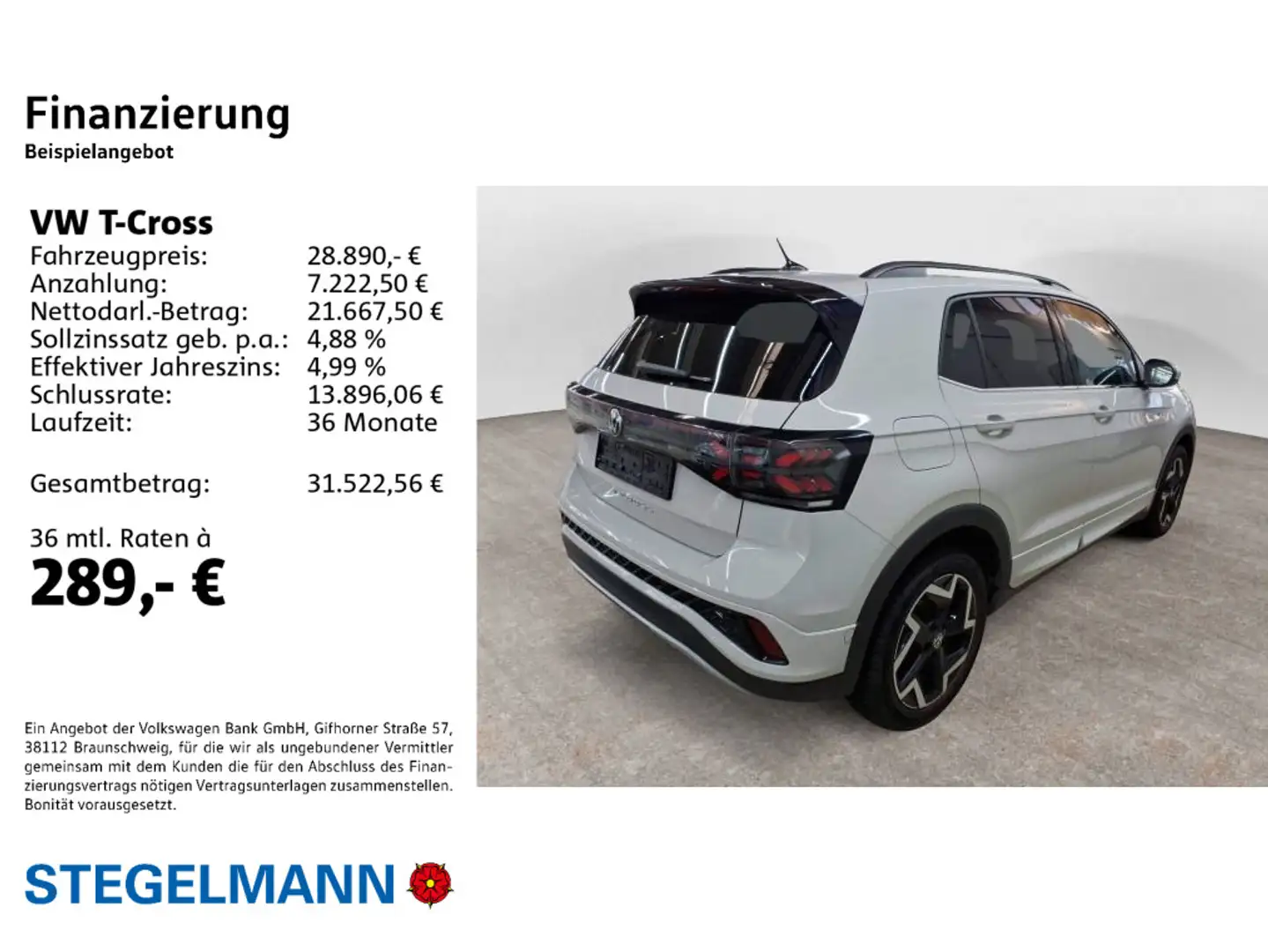 Volkswagen T-Cross 1.5 TSI DSG R-Line *AHK*Kamera*Navi*LED* Grau - 2
