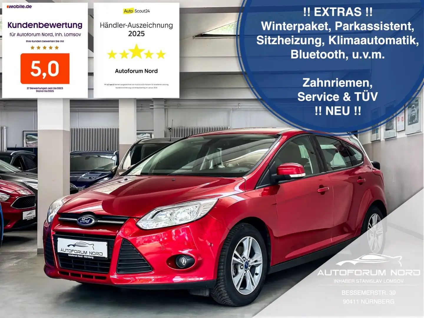 Ford Focus Lim. SYNC Edition *NEU ZAHNRIEMEN+SERVICE* Rouge - 1