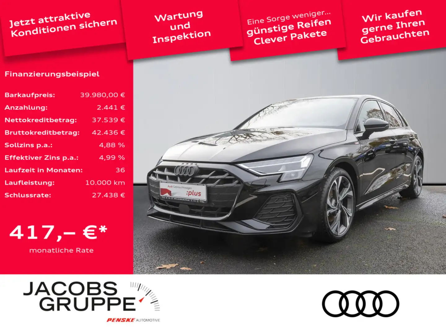 Audi A3 Sportback 35 TDI S line LED Schwarz - 1