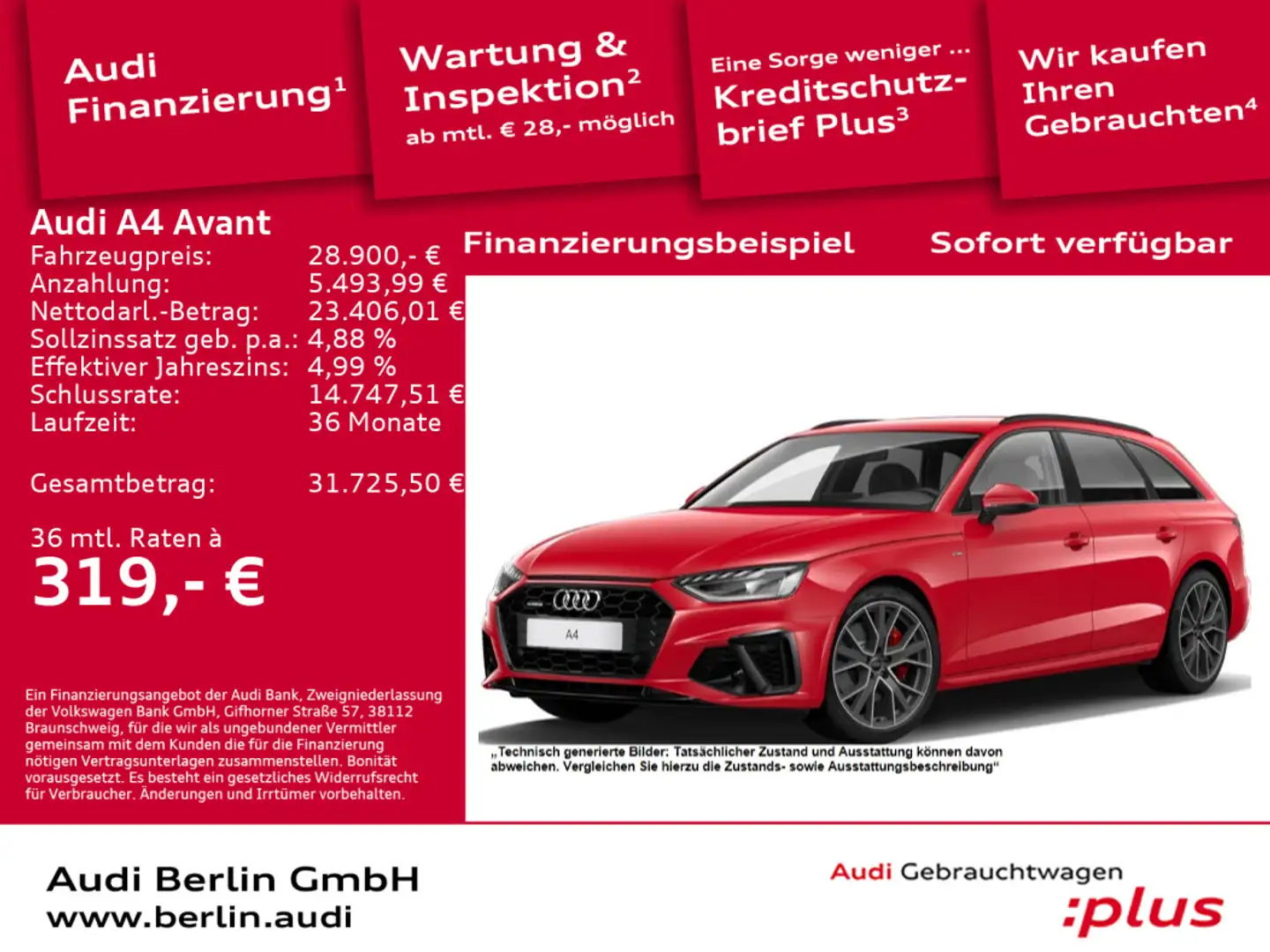 Audi A4 S line 40 TDI qu.S tr. AHK PDC LED NAVI Rot - 1