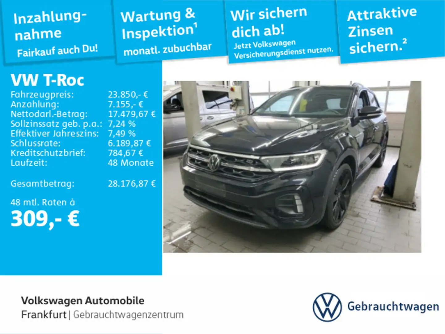 Volkswagen T-Roc 1.5 TSI DSG R-Line Navi LEDPlus DAB+ Front Schwarz - 1