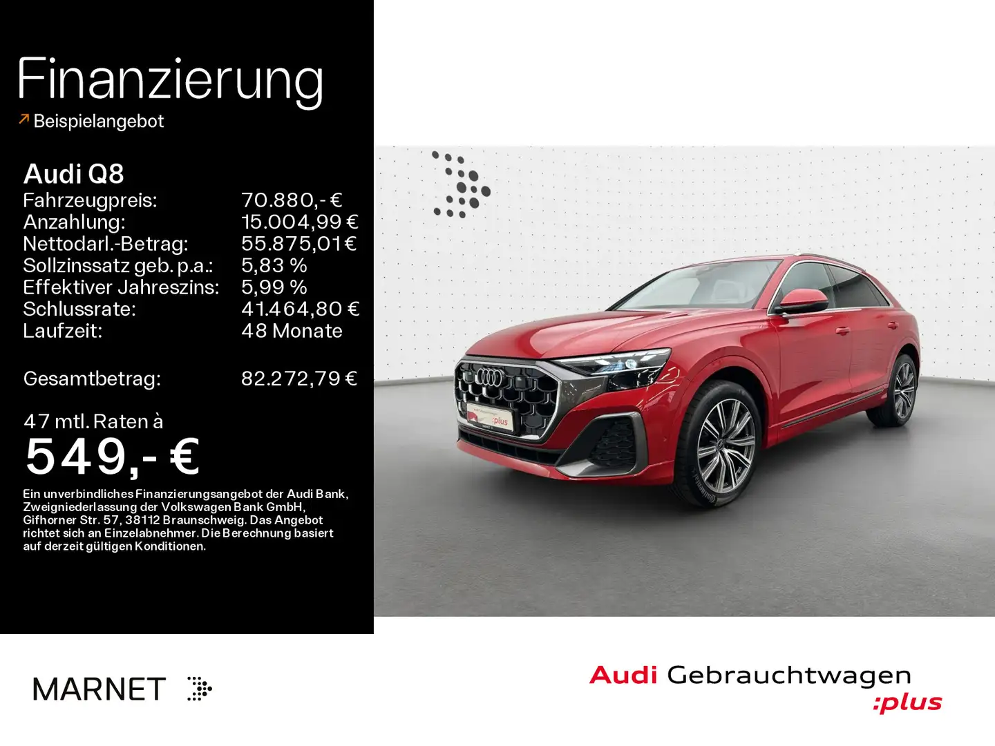 Audi Q8 50 TDI quattro S line*Navi*Matrix*Alu*AHK*HUD Rosso - 1
