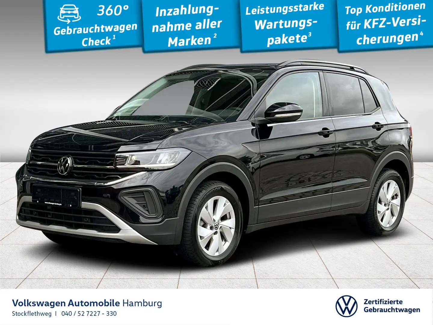 Volkswagen T-Cross 1.0 TSI Life DSG LED Keyless CarPlay ACC Schwarz - 1