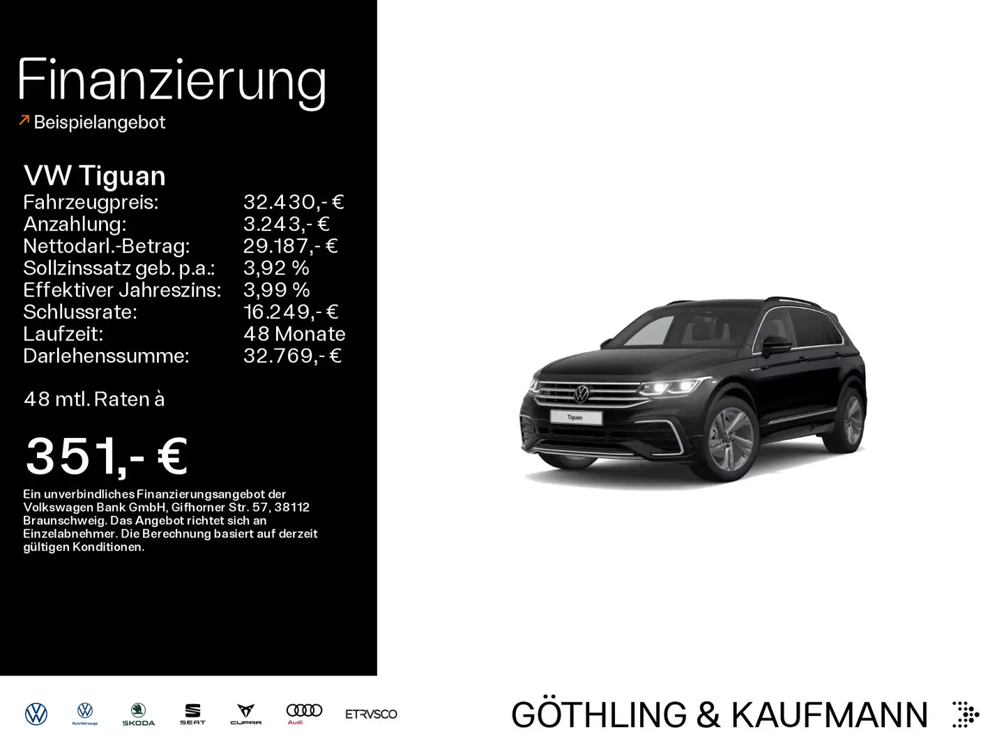 Volkswagen Tiguan R-Line 1.5 TSI 110kW*DSG*NAVI*MATRIX*ACC* Schwarz - 1